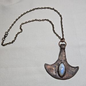 Rustic Copper & Labradorite Necklace | Iridescent Blue Flash